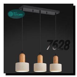 LBSQJ Modern Cement Pendant Lights White Chandelier Wooden Ceiling Lamps