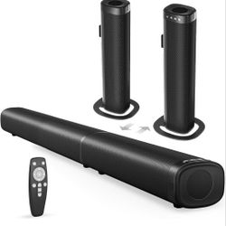 Sound Bar, 100W Sound Bar for Smart TV, Bluetooth 5.3 Soundbar, 2 in 1 Detachable Home Speaker Bass Effect, Home Theater Surround Sound, ARC/Optical/A