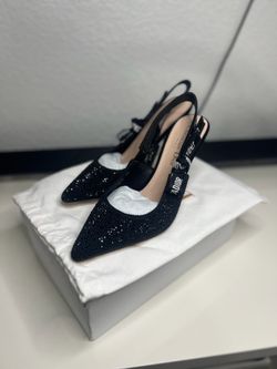 Christian Dior Black Crystal Strass Slingback Heels - Size 39 (Moving Sale)