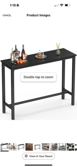 Black Bar Table, 47" Pub Table High Top Table