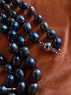 52" long South Sea freshwater black  pearls