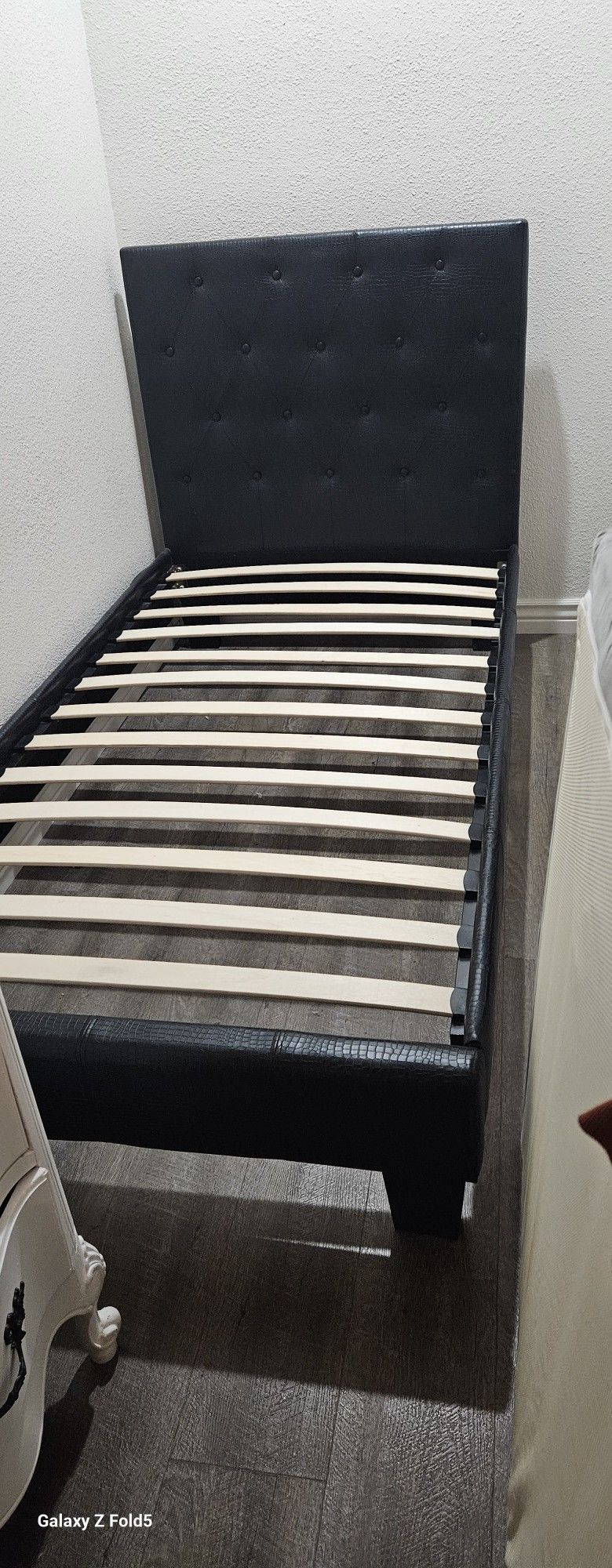Black Twin Faux Bed Frame & Headboard