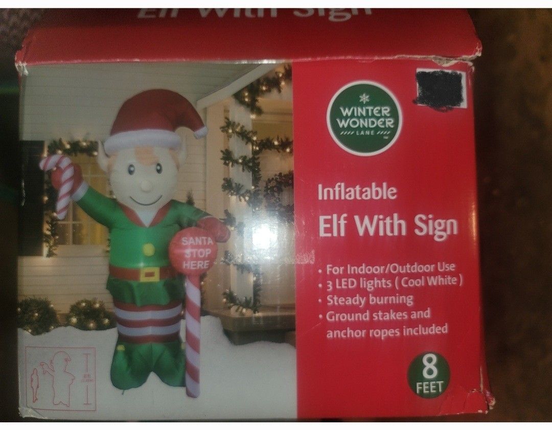 Christmas yard inflatable elf see description & pics NEW $45 Parma area 44134