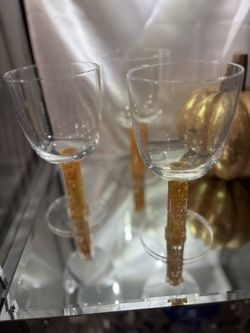 Beautiful Swedish Hand Blown Orange Wine/Water Goblets