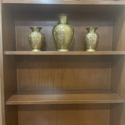 Glamorous Brass Vintage Indian 3 Vase Set