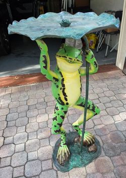 #Nifao Frog Bronze Fountain Statue Green