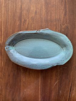Handmade Ceramic Serving Dish Bowl Platter Teal Green Blue