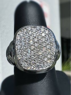 Vintage 18k white gold David Yurman Noblesse 0.8CTW Pave Natural Diamond cable Ring Size 7