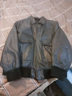 Men's XL black leather Bombers jacket