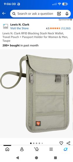 NEW Lewis N. Clark RFID Blocking Stash Neck Wallet, Travel Pouch + Passport Holder