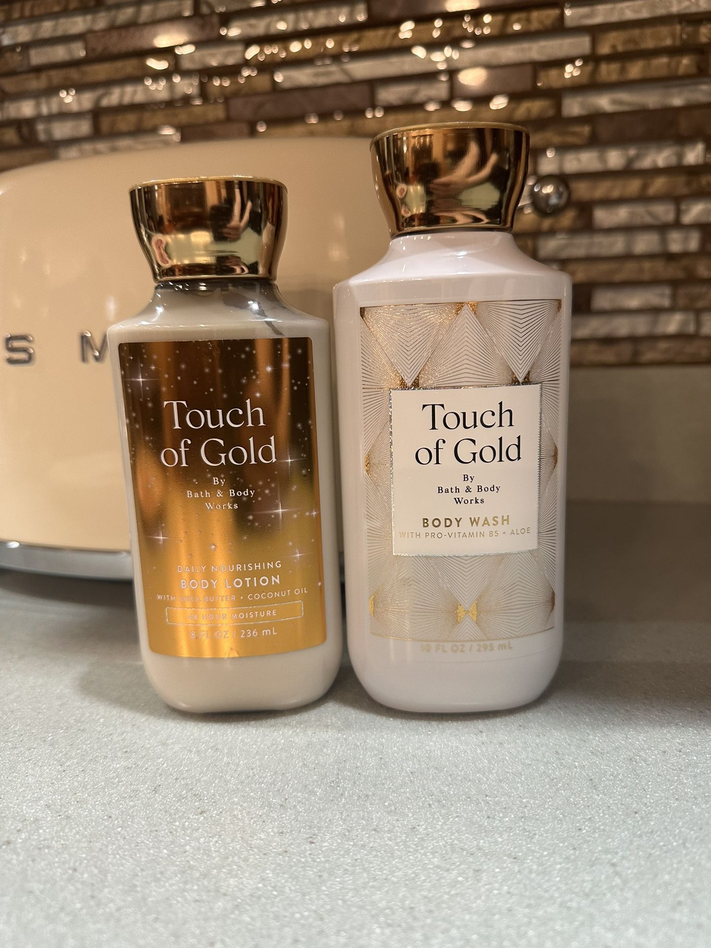 Brand New Touch Of Gold By Bath And Body Works Full Size Body Lotion And Body Wash Set