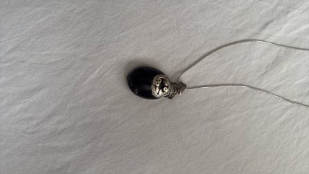 925 Sterling Silver Necklace With Black Ónix   Pendant 