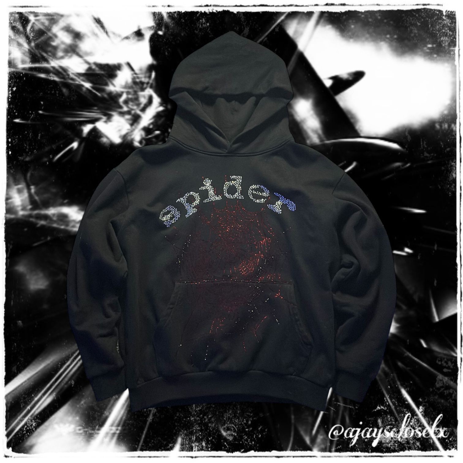 Black Rhinestone Sp5der Hoodie π