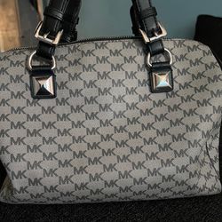 Michael Kors Speedy Purse Grey With Black Lettering for Sale in