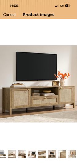 SICOTAS Rattan TV Stand for Living Room, 69"