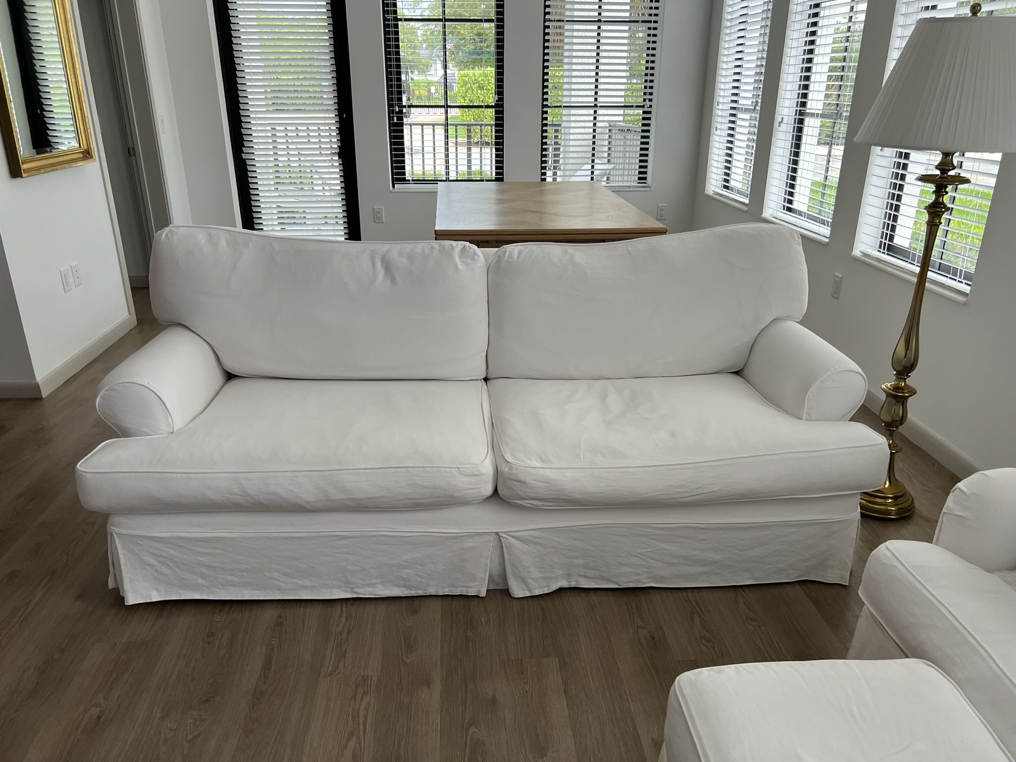 Rachel Ashwell Shabby Chic Couture White Slipcovered Regular Squadgy II Sofa
