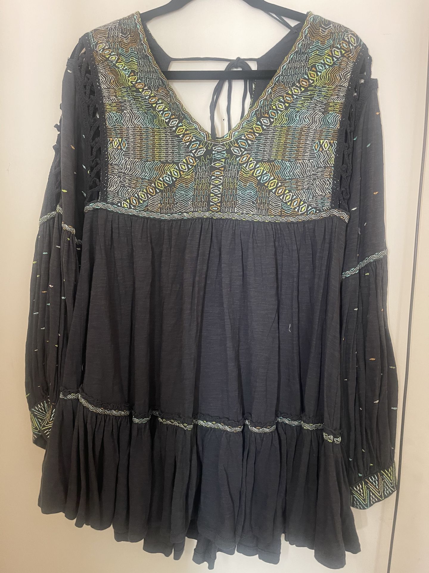 New! Free People Washed Black Tunic Dress. (Multi)