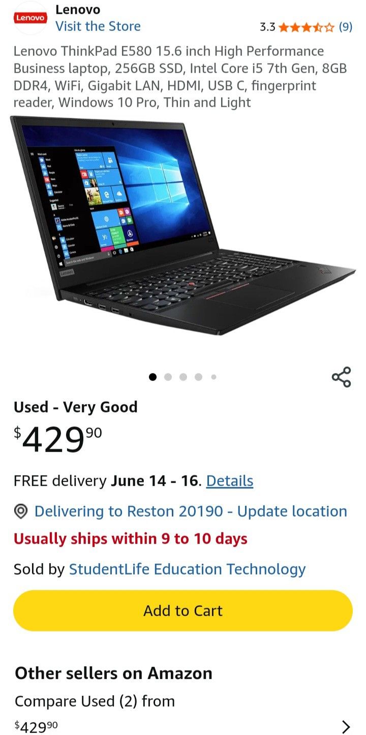 Lenovo Thinkpad 16" 16GB RAM Windows 11 Professional Excellent Working Condition