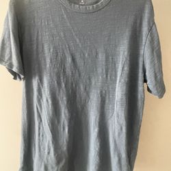 MUJI Shirt Mens Size Medium Blue 100% Organic Cotton Slub Crew Neck T-Shirt Knit