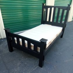 TWIN BLACK WOOD BED FRAME 