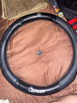 New! LEXUS CARBON FIBER LEATHER STEERING WHEEL COVER $50