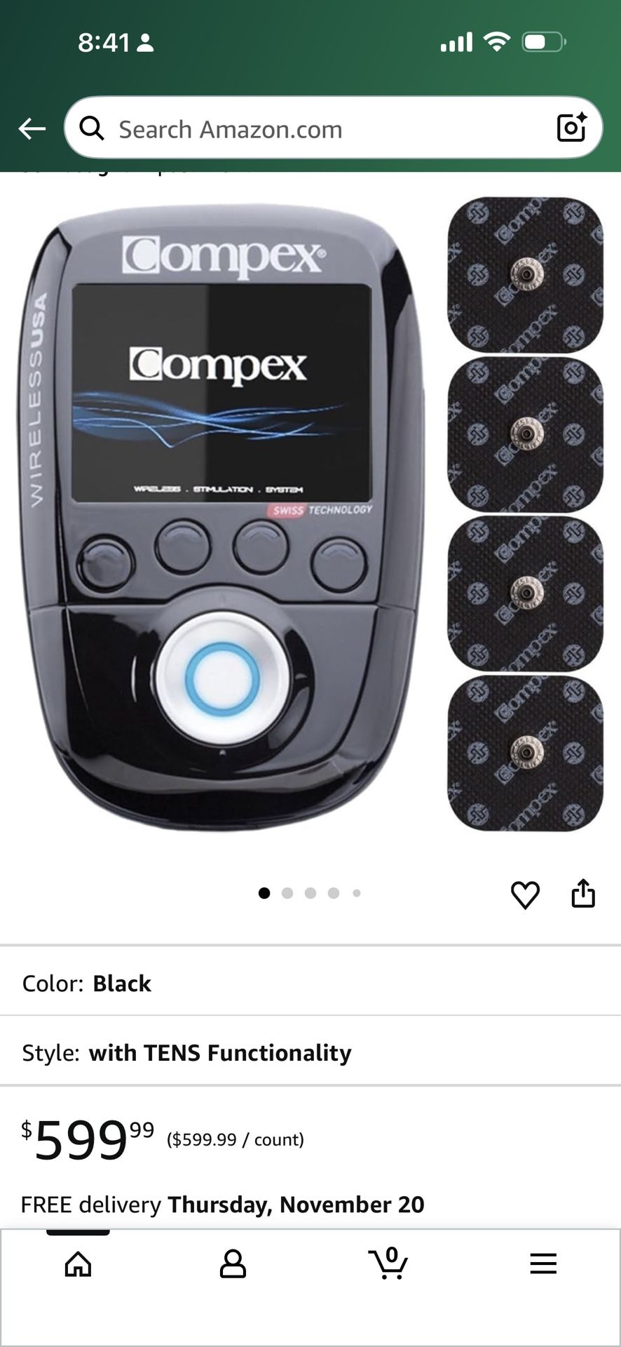 Compex Wireless USA 2.0 Muscle Stimulator w/ TENS Bundle Kit: Muscle Stimulation Machine, with Snap Electrodes,Programs, Wireless PODs etc, Black