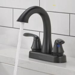 Two Black Matte Sink Faucets