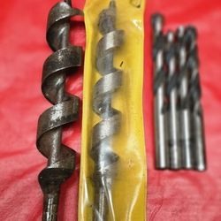 WOOD AUGERS & DRILL BITS (6) $10