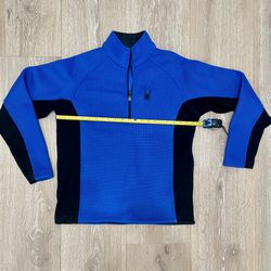 Men’s Spyder Half-zip Size Medium Blue And Black Sweater. 