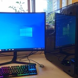  Thermaltake case Ryzen 7 3800x Gtx 1070 Build Samsung 32 inch 1440p Hdr 10 Monitor, Hyper X keyboard bundle