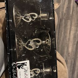 Double heart sparkling candle set