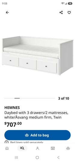 IKEA Daybed-2 twin mattresses-trundle, 3 large drawers