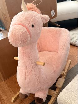Pink Plush Unicorn Rocking Chair- Toddler Rocker