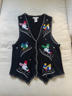 Victoria Jones Snowman Christmas Sweater Vest, Size Medium