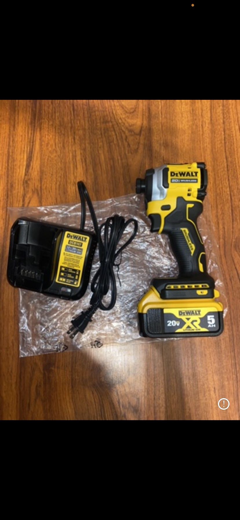 Dewalt Atomic 20V Max Brushless 3- Speed Impact Driver (DCF850P) (1) 20v Max  XR 5.0 Ah Battery (DCB205) (1) 20v/12v Charger 