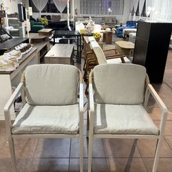 🔥Set of 2🔥Patio Stackable Dining Chairs ,Rattan Stackable Metal Frame Stationary Dining Chair(Grey) 💰130$