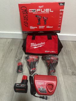 Milwaukee M12 FUEL Brushless Hammer Drill/Impact Driver Combo Kit with Battery & Charger