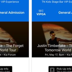 2 Tickets GA at Face Value Each $950