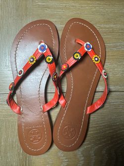 Tory Burch Floral Embellished Thong Sandals