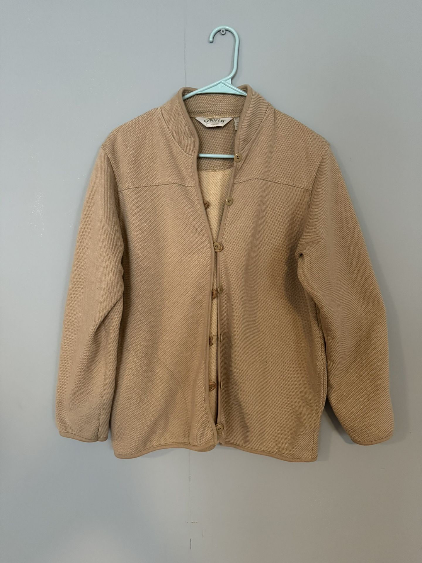 Womens Preowned Orvis Cardigan Sweater, Medium, Tan.