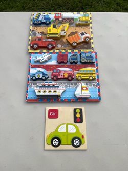 Melissa & Doug Wooden Vehicle Puzzles Set of 3