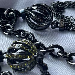 New Coach Cage Station Necklace Rhinestones
