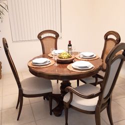 American Made Round Wood Dining Table with 4 Chairs