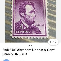 Lincoln 4 Cent Stamp Uncirculated