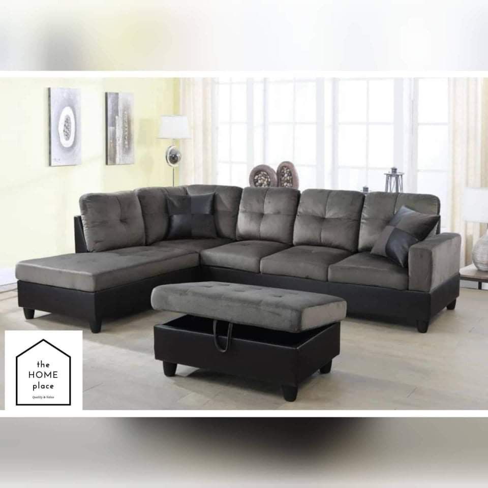 Brand New Sectional 2pc With FREE Ottoman Ready For Delivery 🚚