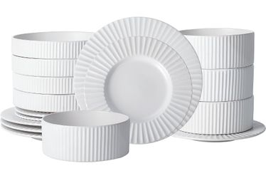 Christian Siriano Lusso 16-Piece Dinnerware Set Stoneware, White