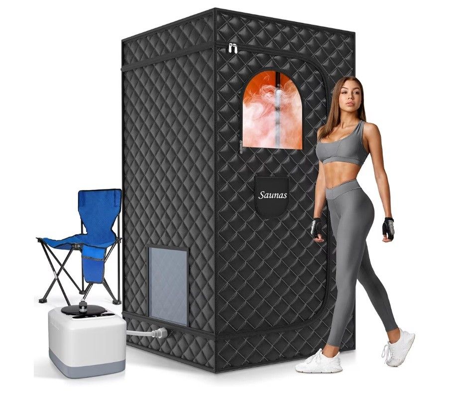 Sauna Box, Portable Sauna for Home, Steam Sauna Tent Portable Design for Relaxation and Detoxification, 9 Levels, Black, 35.4"x35.4"x70.9"
