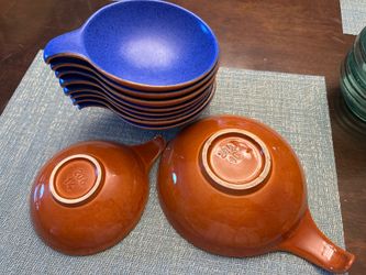 Mid-Century Dümler & Breiden West German pottery (D&B) nesting bowls, 18 & 14 centimeters
