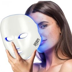 NEWKEY Blue Light Therapy for Acne,7 Colors LED Face Mask Light Therapy, Blue Red Light Therapy Mask for Wrinkle Acne - Photon Skin Care Beauty Mask