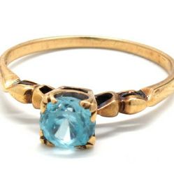 Ladies Blue Topaz/10K Gold Birthstone Ring